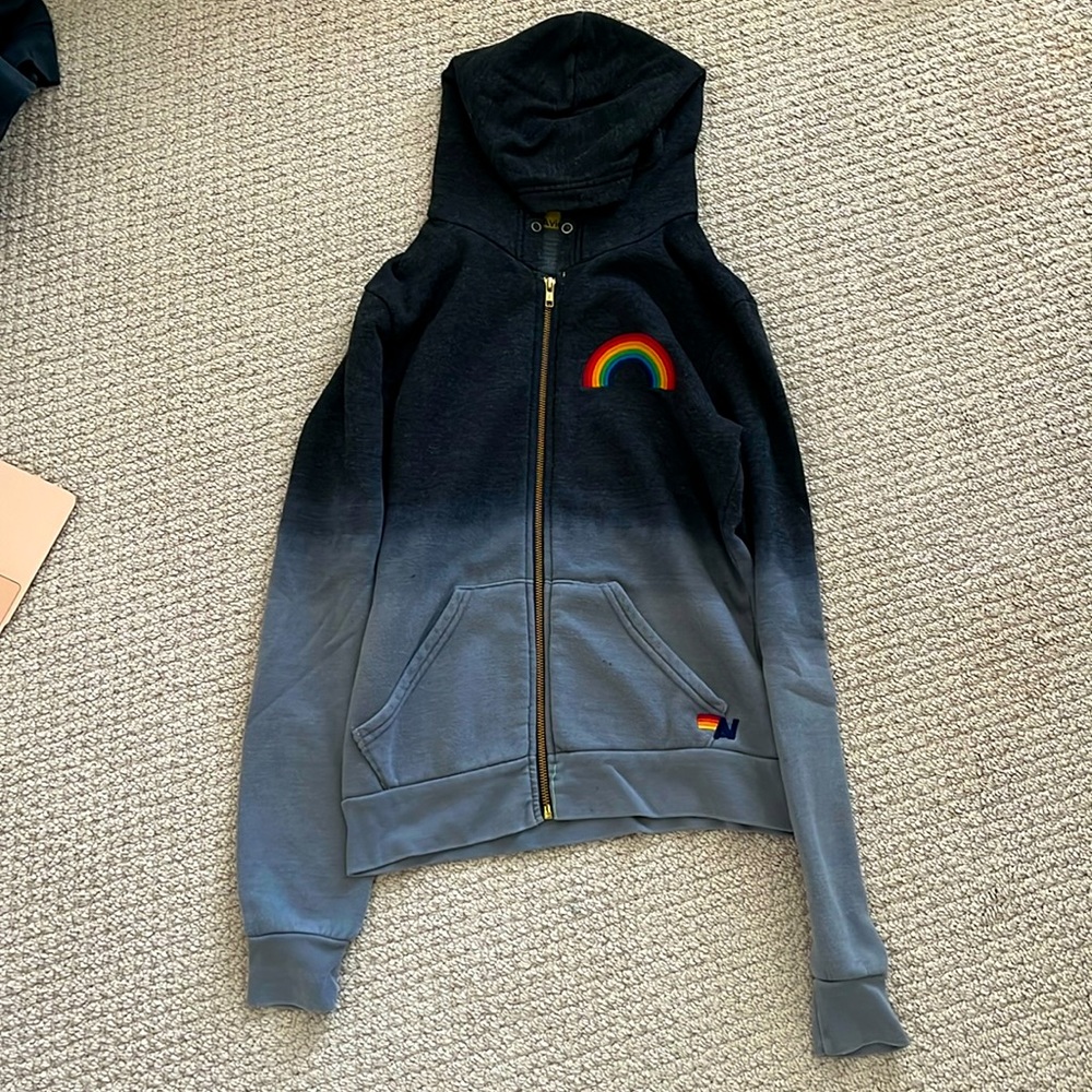 Aviator nation rainbow ombré zip up